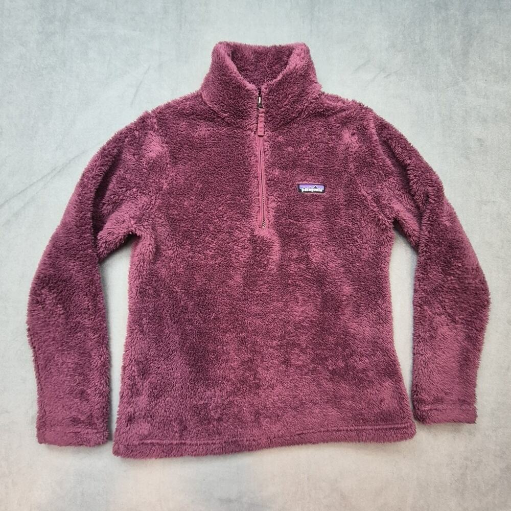 Patagonia Womens Los Gatos Sherpa Fleece 1/4 Zip Pullover Burgundy Jacket S